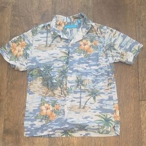 Tori Richard Kids Blue and Orange Floral Button Down Shirt